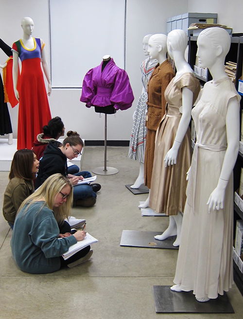 Students sketching clothing at the TFC